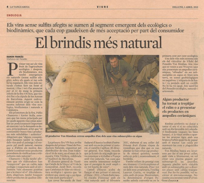 Article by La Vanguardia on wines porcellanic